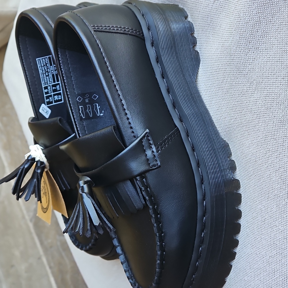 Dr. Martens Black Platform Tassel Loafers